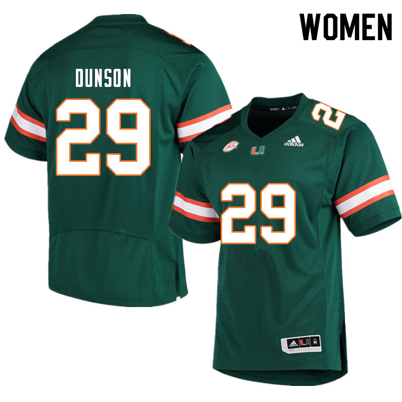 Women #29 Isaiah Dunson Miami Hurricanes College Football Jerseys Sale-Green - Click Image to Close